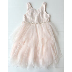 American Princess Girls Party Dress Pink Tulle Sequin Pearl Size 10 Flower Girl